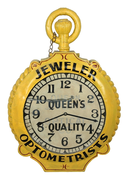 "QUEENS QUALITY" FIGURAL WATCH TRADE SIGN. 