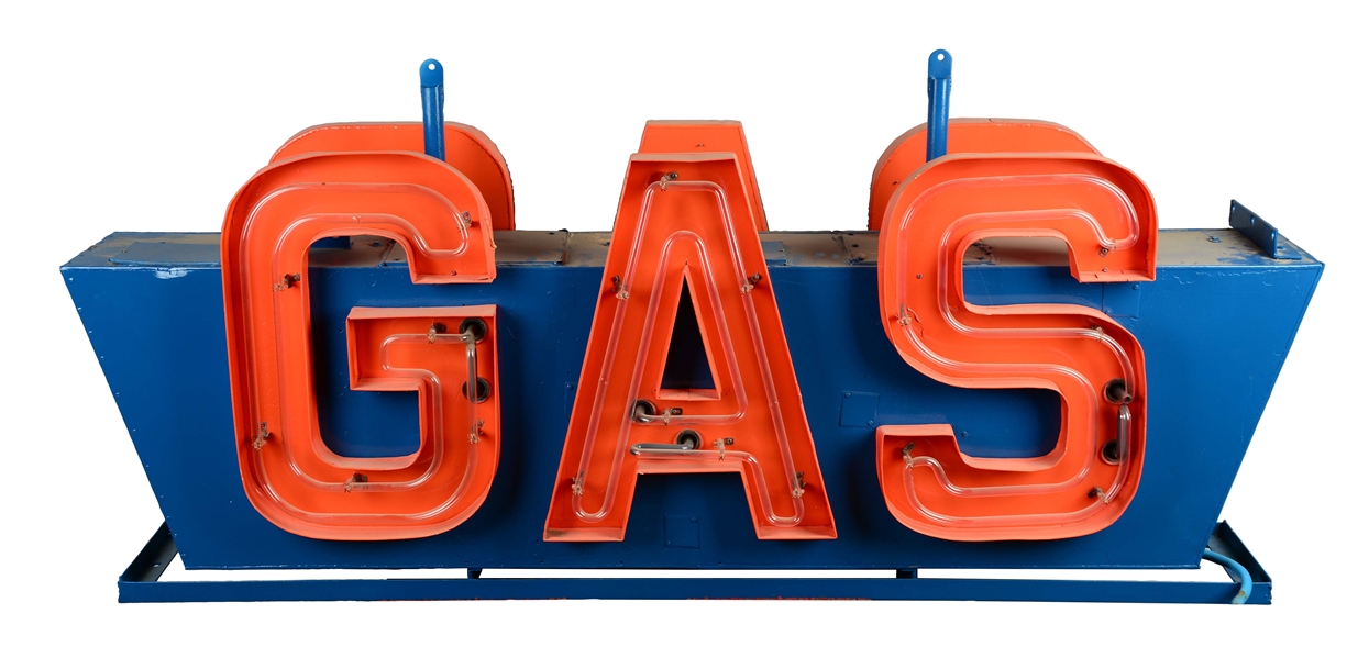 LARGE "GAS" DOUBLE-SIDED NEON SIGN.