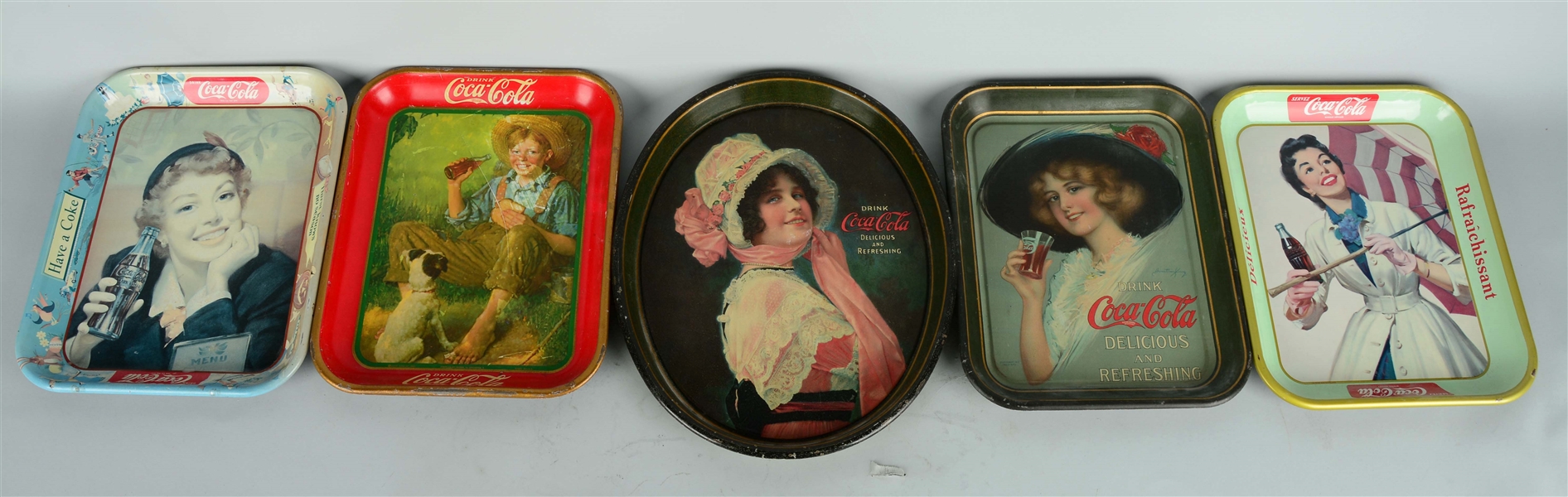 LOT OF 5: COCA-COLA ADVERTISING TRAYS. 
