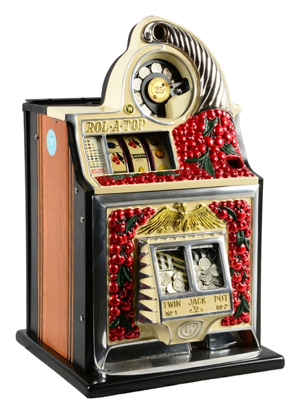 **25¢ WATLING CHERRY FRONT SLOT MACHINE.