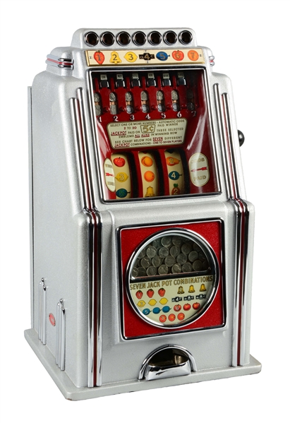 **5¢ CAILLE AC MULTI BELL SLOT MACHINE.