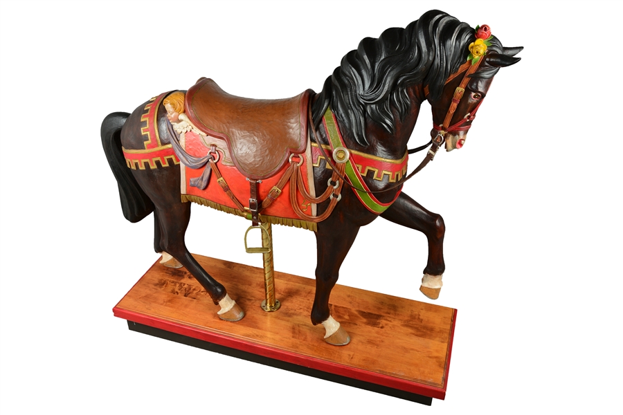 CARVED CAROUSEL WAR HORSE. 