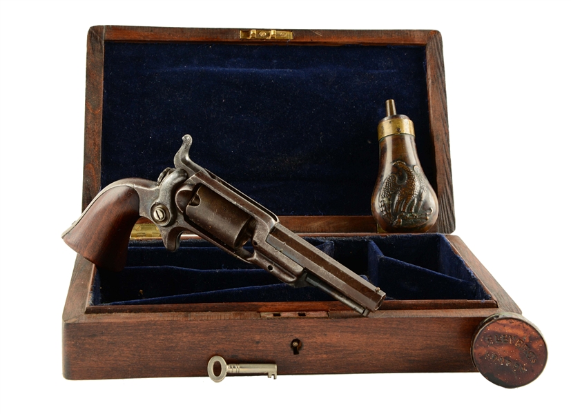 (A) CASED COLT ROOT SPUR TRIGGER PERCUSSION REVOLVER.