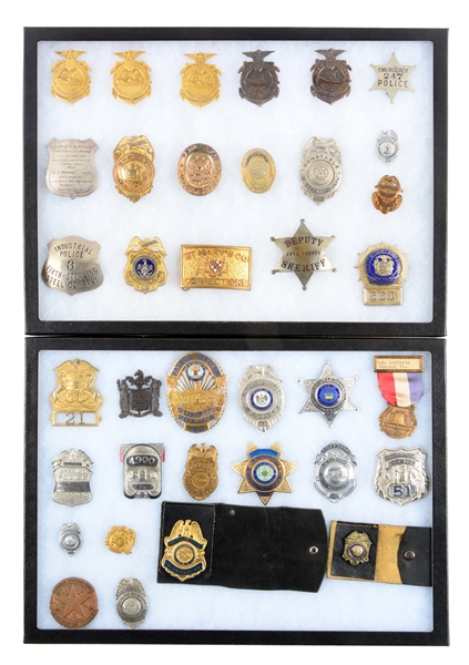 LOT OF 36: POLICE AND FIRE DEPARTMENT BADGES.