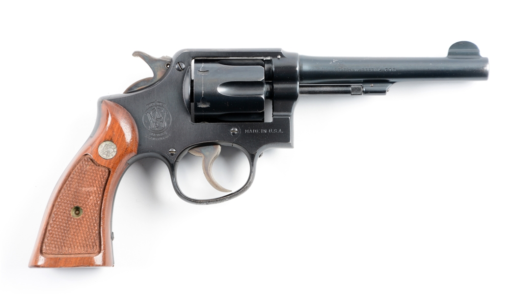(C) SMITH AND WESSON  POST WAR MILITARY AND POLICE REVOLVER 