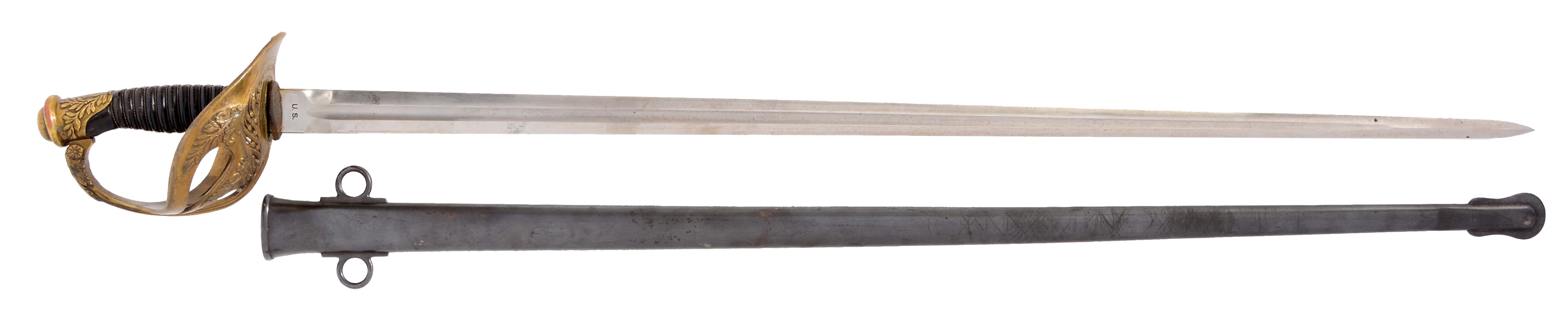 FRENCH HILTED PATTON SABER WITH U.S. BLADE DATED 1919.