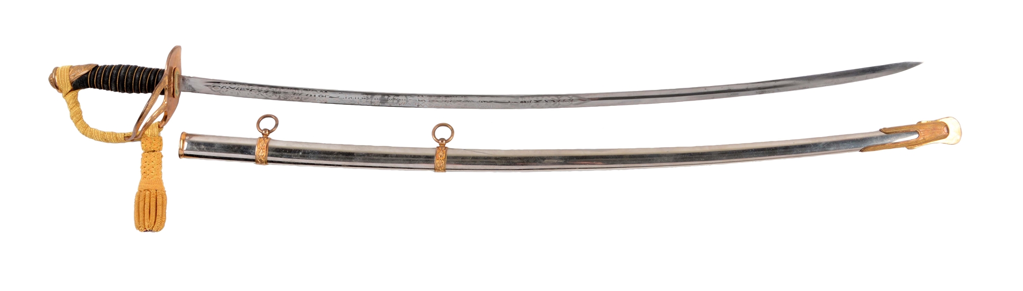 HISTORIC U.S. MODEL 1872 OFFICERS SABER INSCRIBED TO THREE-WAR CAPTAIN GEORGE FISHER.