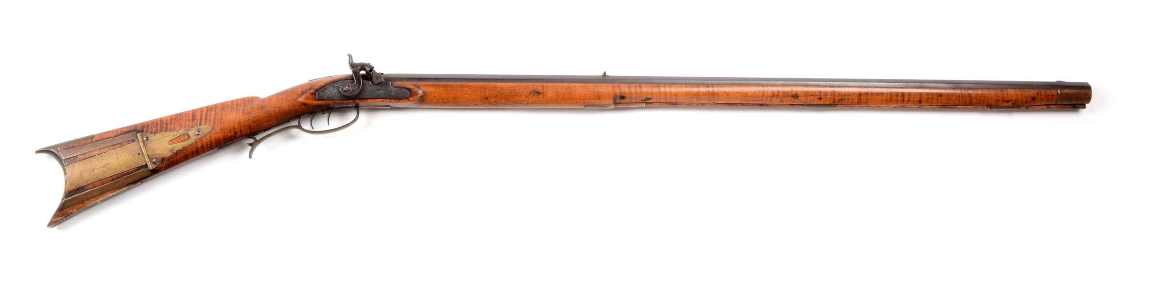 (A) FULL STOCKED PERCUSSION KENTUCKY RIFLE.