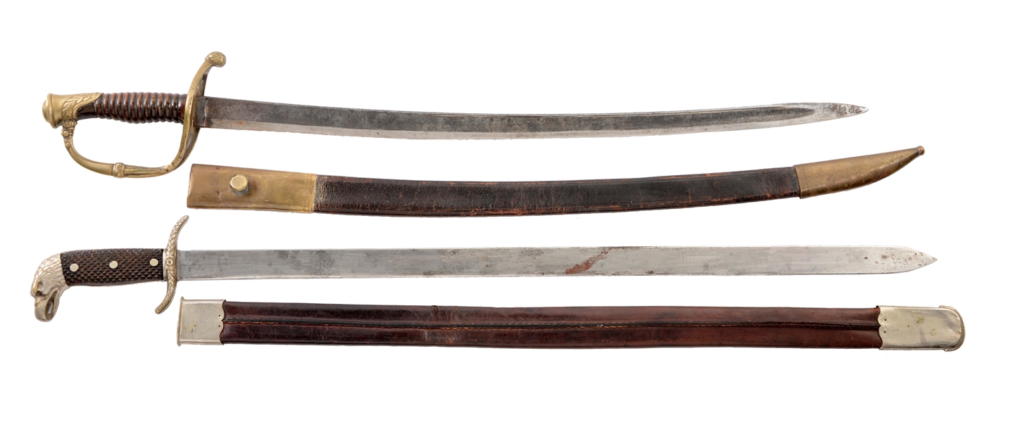 LOT OF 2:  CONTINENTAL SWORDS WITH SCABBARDS.
