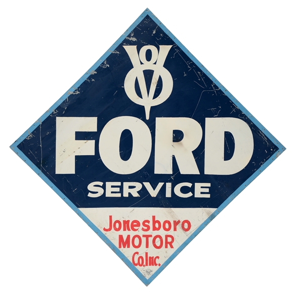 FORD V8 SERVICE PAINTED TIN SIGN.