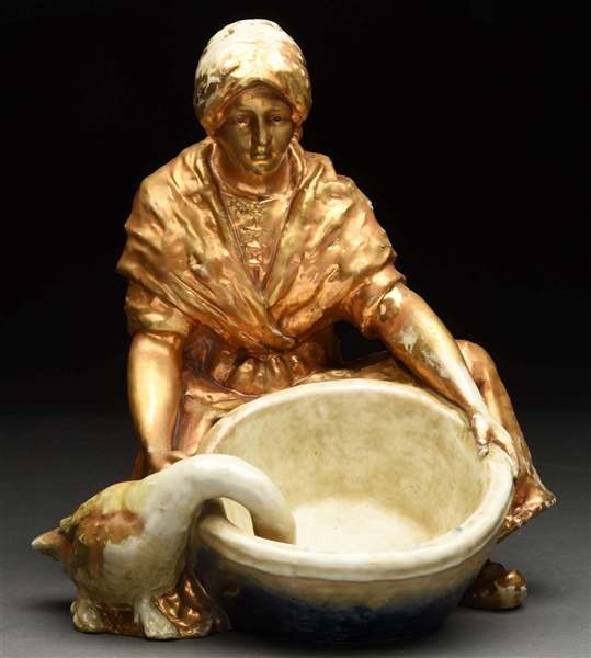 IMPERIAL AMPHORA TURN AUSTRIA GIRL WITH BOWL & GOOSE.