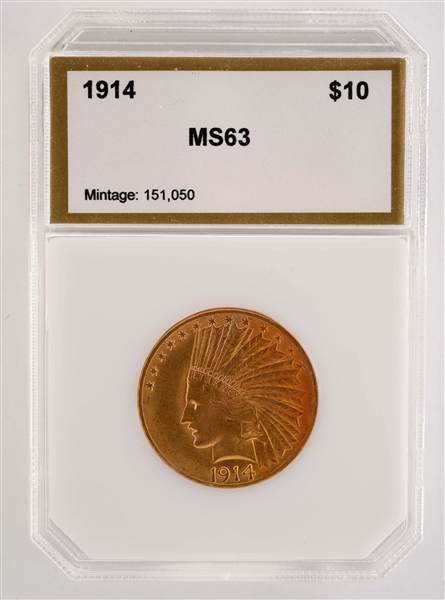 1914  $10 GOLD INDIAN COIN. 