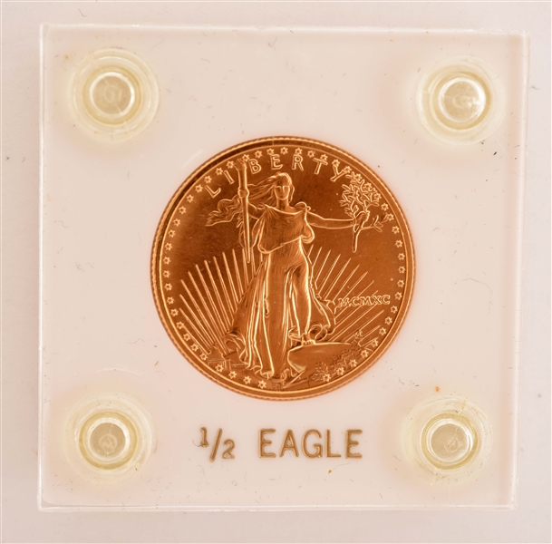 1990 $25 GOLD 1/2 EAGLE.