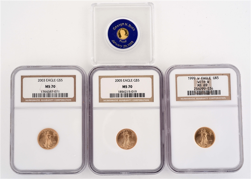 LOT OF 4: GOLD COINS.