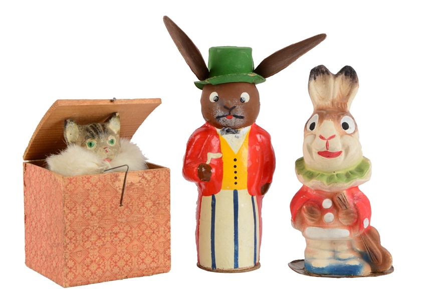 LOT OF 3: TWO RABBITS & JACK IN A BOX. 