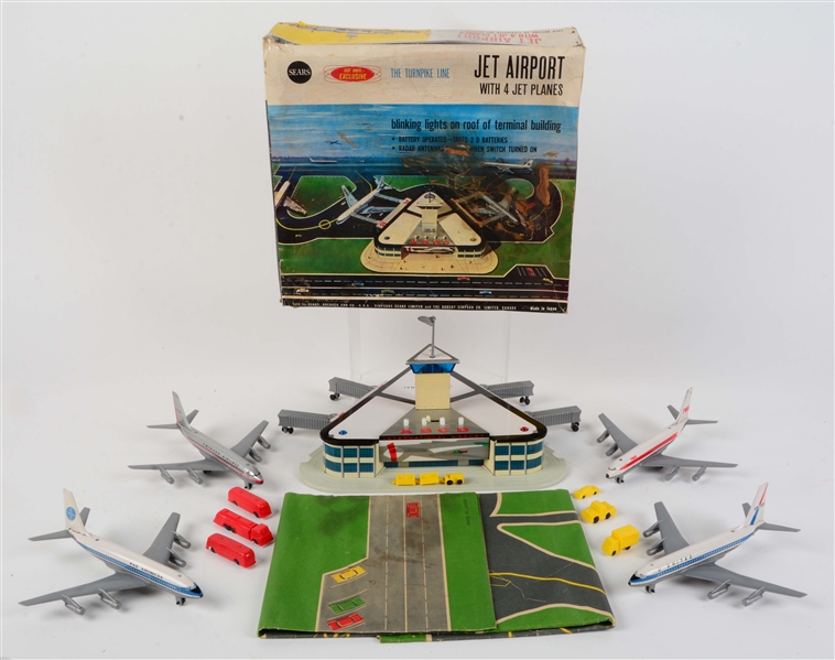 VERY SCARCE SEARS EXCLUSIVE JAPANESE JET AIRPORT SET IN ORIGINAL BOX. 