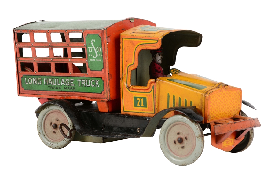 STRAUSS AMERICAN TIN LITHO WIND UP LONG HAULAGE TRUCK. 