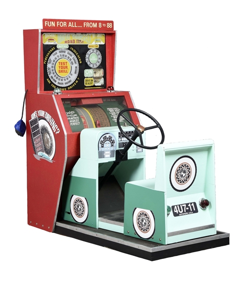 10¢ INTERNATIONAL MUTOSCOPE DRIVEMOBILE "DRIVE YOURSELF ROAD TEST" ARCADE GAME. 
