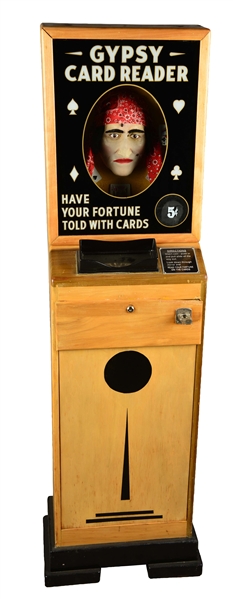 5¢ CRABB MFG. CO. THE GYPSY CARD READER ARCADE MACHINE.