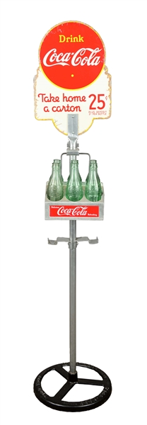 LOT OF 2: COCA-COLA SIGN AND DRINK CARRIER. 