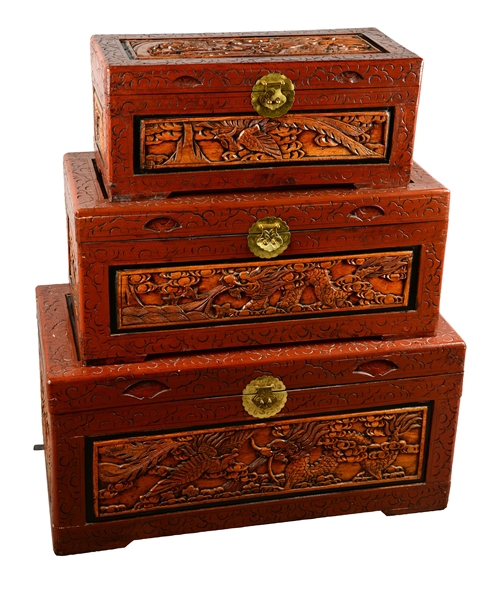 LOT OF 3: CEDAR-LINED CHESTS. 