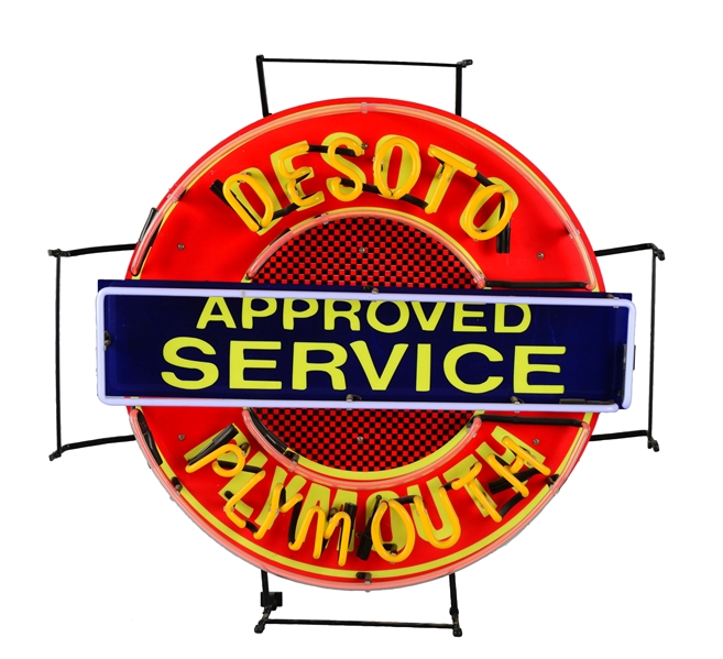 DESOTO PLYMOUTH APPROVED SERVICE NEON SIGN. 