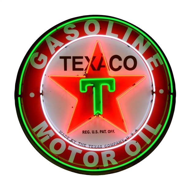 TEXACO GASOLINE MOTOR OIL NEON SIGN. 
