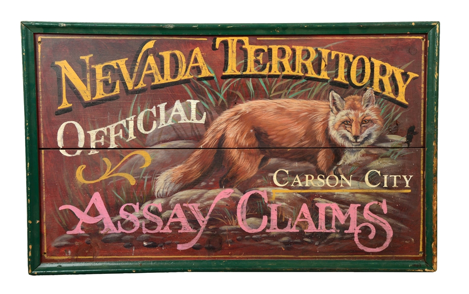 WOODEN "NEVADA TERRITORY CARSON CITY" SIGN. 