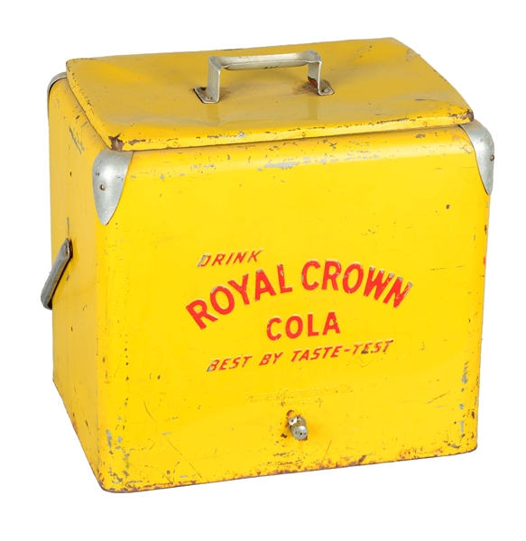 CAST IRON ROYAL CROWN COLA ICE CHEST.