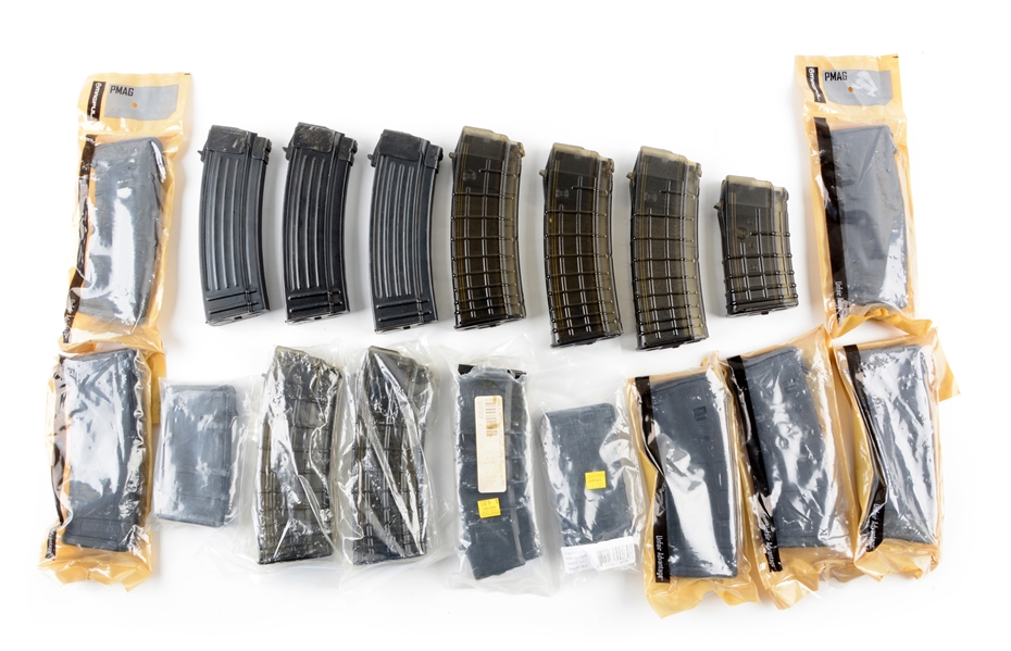 LOT OF 18: 5.56 CALIBER AR AND AK STYLE MAGAZINES.