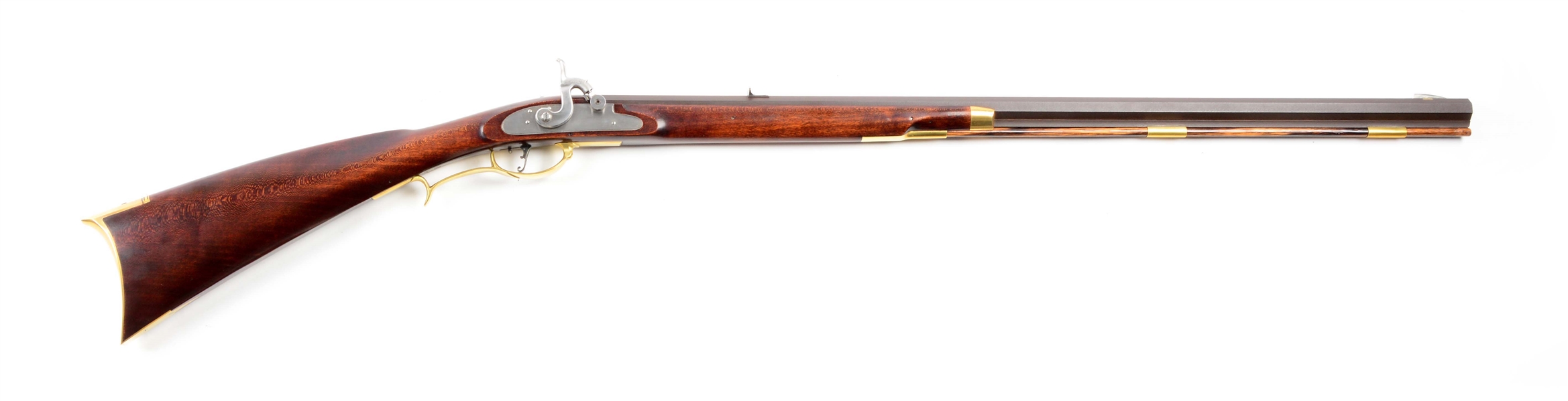 (A) CONTEMPORARY PERCUSSION HALF STOCK RIFLE BY DENNIS GRIFFITH.