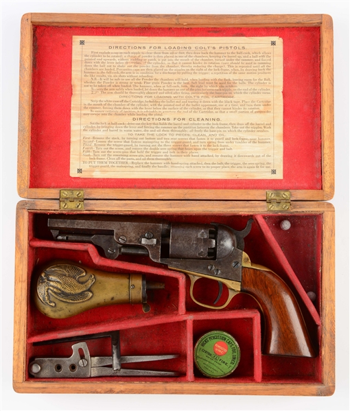 (A) CASED COLT 1849 POCKET SINGLE ACTION PERCUSSION REVOLVER.