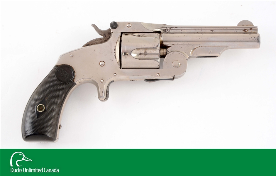 (A^) NICKEL S&W 1ST MODEL SINGLE ACTION REVOLVER (BABY RUSSIAN).