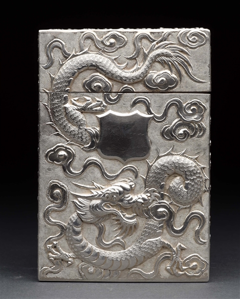 CHINESE STERLING SILVER VICTORIAN CARD CASE.