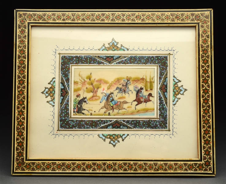 FRAMED PAINTED IVORY PICTURE. 