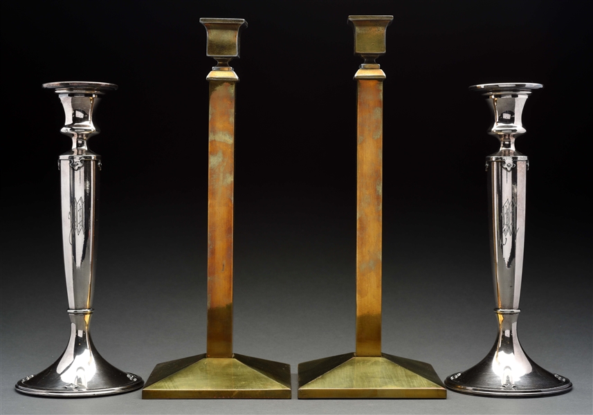 LOT OF 2: PAIRS OF CANDLESTICKS. 