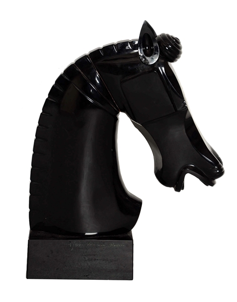 BLACK MURANO GLASS HORSE HEAD.