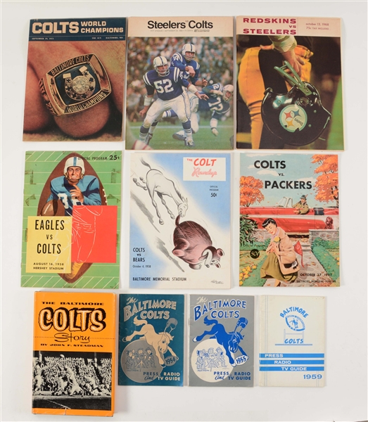 LARGE LOT OF BALTIMORE COLTS PRESS GUIDES AND GAME PROGRAMS. 