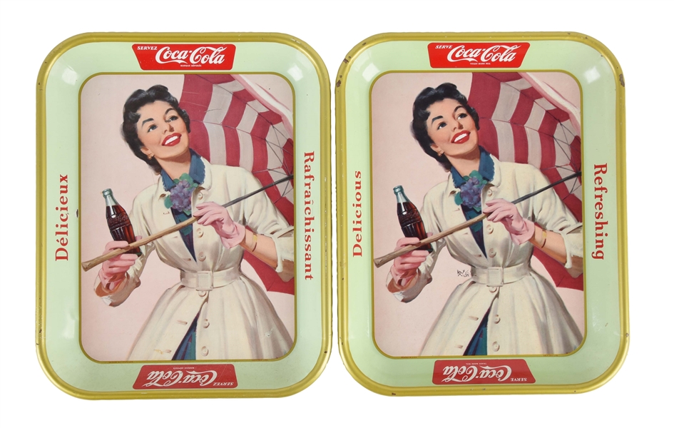 LOT OF 2: 1950S COCA-COLA TIN SERVING TRAYS. 