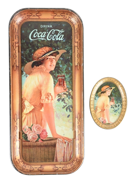 LOT OF 2: 1916 COCA-COLA TIP TRAY & SERVING TRAY. 