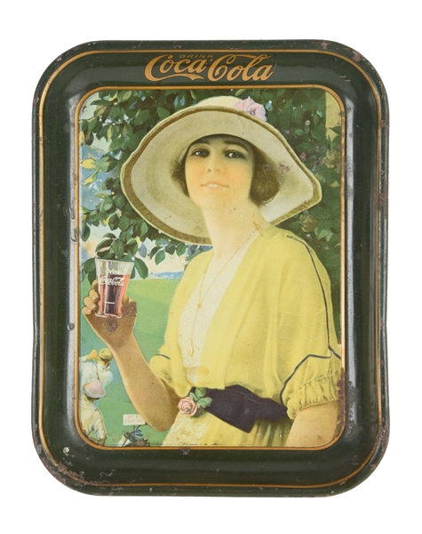 1920 COCA-COLA TIN TRAY WITH GOLFER GIRL. 