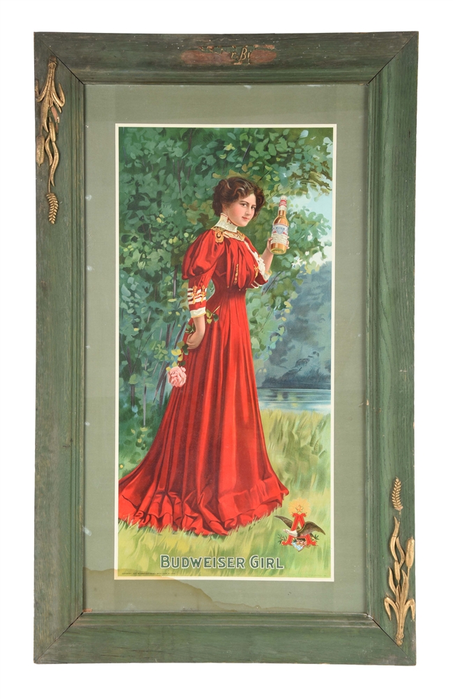 1907 BUDWEISER GIRL ADVERTISING SIGN. 