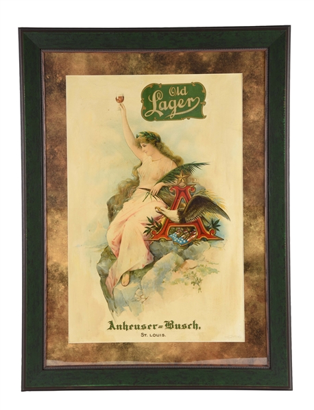 OLD LAGER BY ANHEUSER BUSCH CARDBOARD ADVERTISING SIGN. 