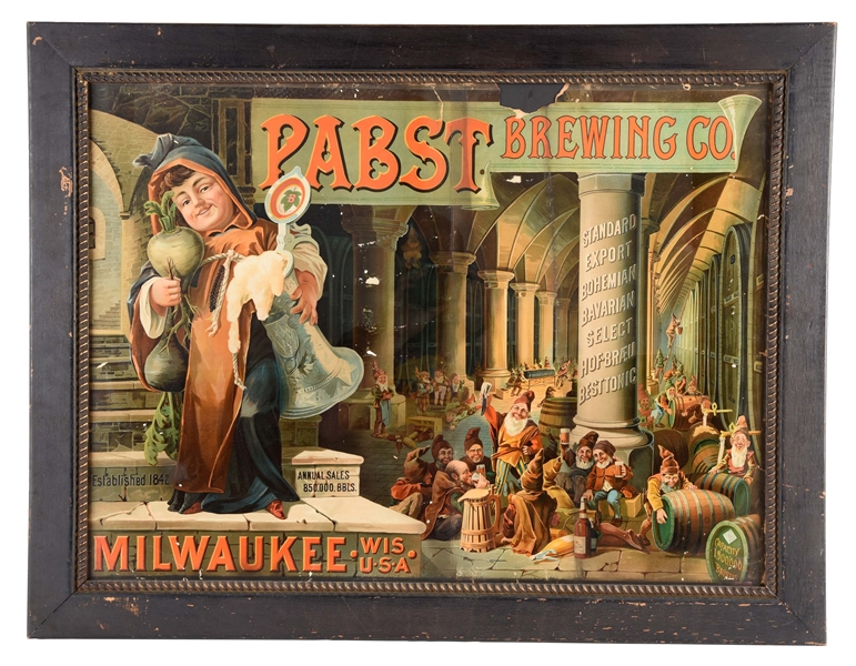 PABST BREWING COMPANY CARDBOARD ADVERTISING SIGN. 