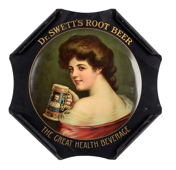DR. SWETTS ROOT BEER TIN LITHO ADVERTISING SIGN. 