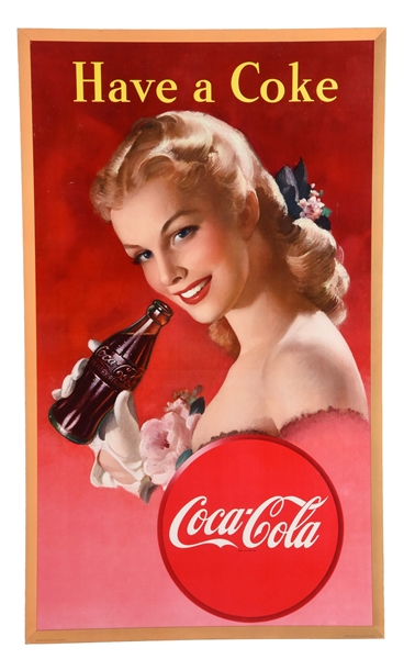 1948 HAVE A COKE CARDBOARD COCA-COLA SIGN. 