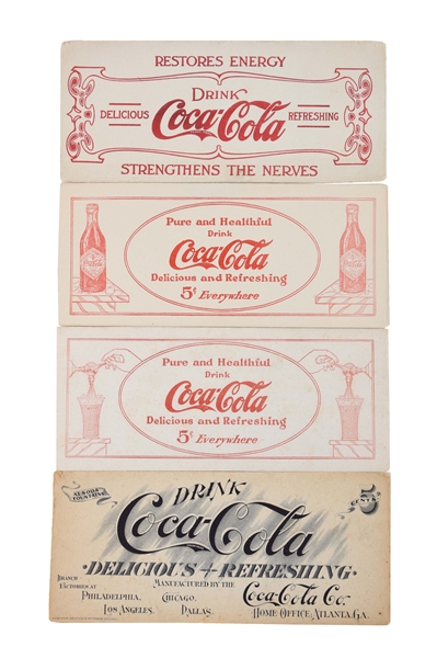 LOT OF 4: EARLY COCA-COLA ADVERTISING INK BLOTTERS. 