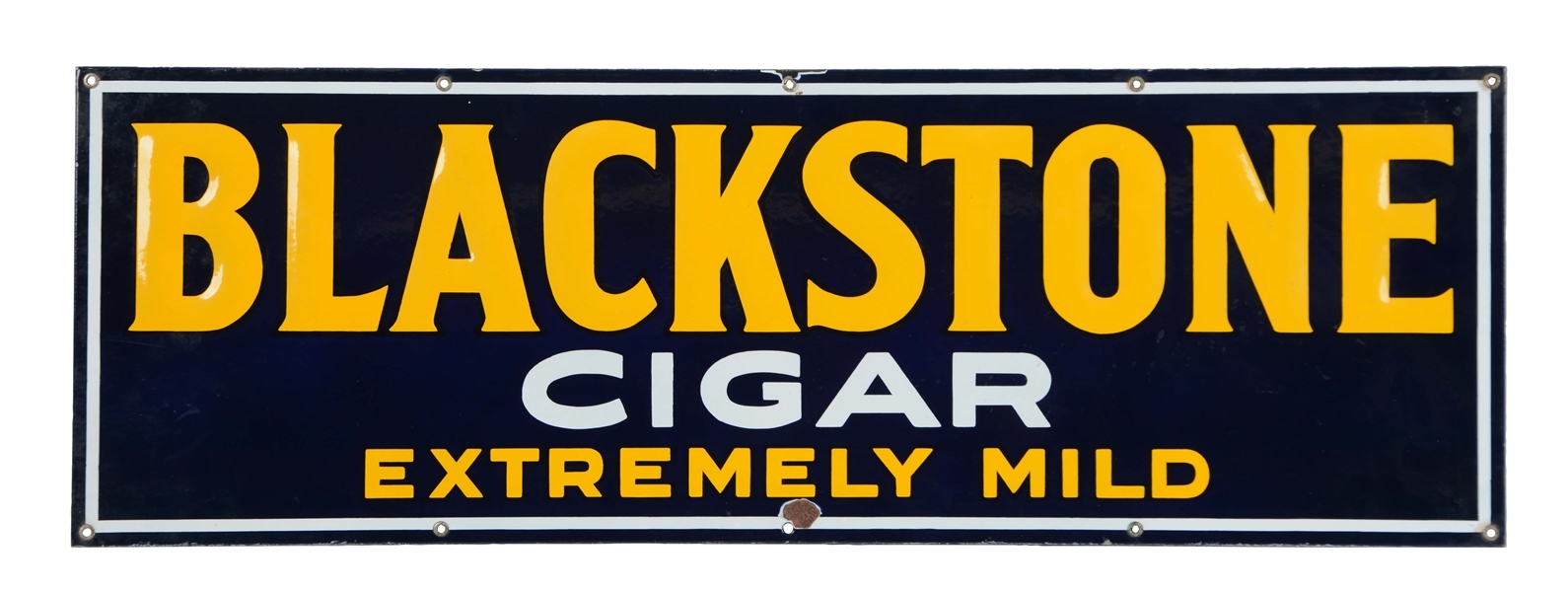 EMBOSSED PORCELAIN BLACKSTONE CIGAR ADVERTISING SIGN. 