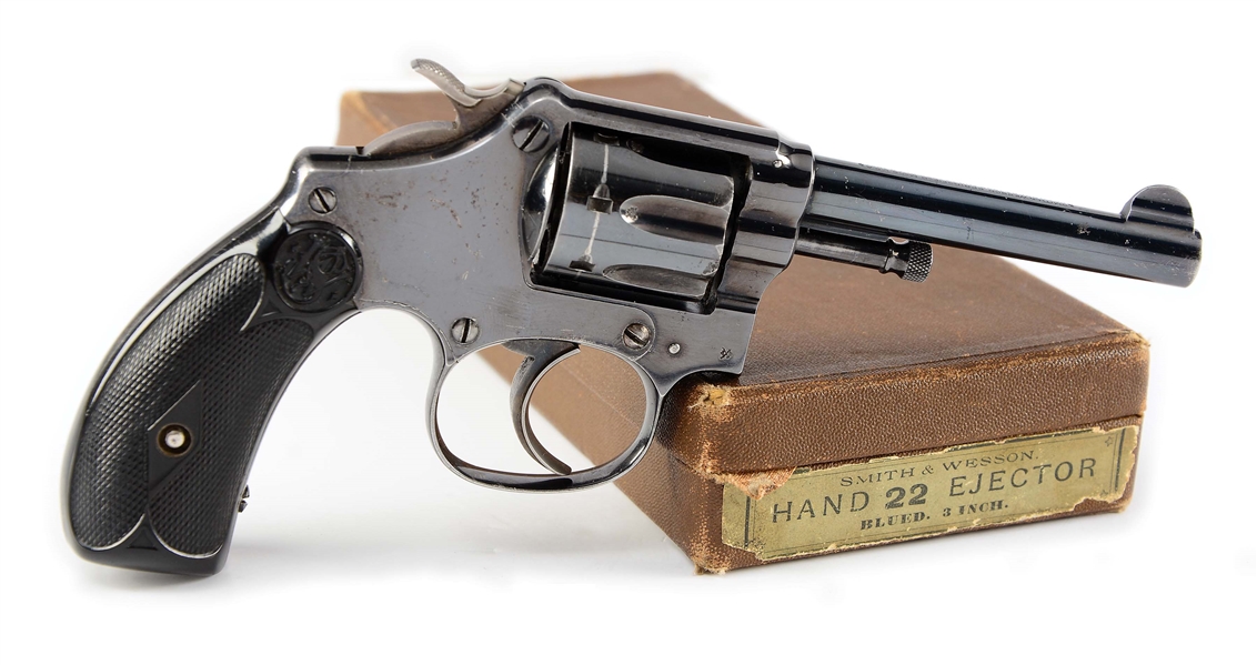 (C) BOXED BRITISH PROOFED SMITH & WESSON .22 LADYSMITH DOUBLE ACTION REVOLVER.