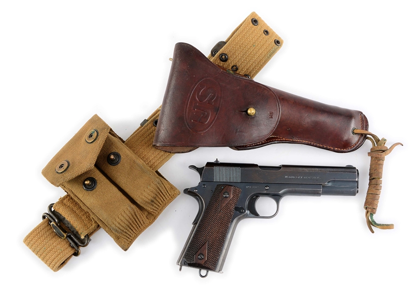 (C) COLT MODEL 1911 U.S. ARMY SEMI-AUTOMATIC PISTOL WITH BELT & HOLSTER.